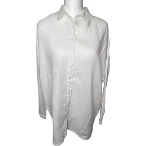 Medicine Classic White Linen Button-Up Clean Girl, Minimalist Tunic Blouse Sz S
